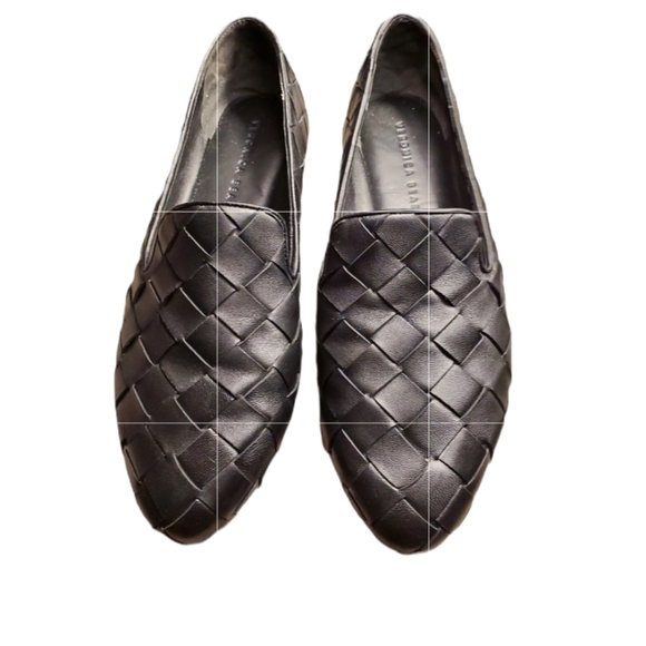 VERONICA BEARD WOVEN LEATHER LOAFERS SIZE 8.5, Black,EUC 2663 - Picture 2 of 12